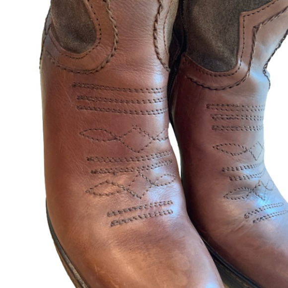 Vtg Italian ALTO GRADIMENTO Womens Brown Suede leather Cowboy boots - Picture 11 of 17
